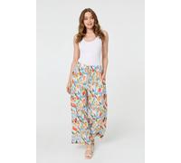 Izabel London Women's Patchwork Relaxed Wide Leg Trousers in Blue | Size: 16 Izabel London Blue 16