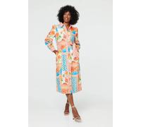 Izabel London Women's Patchwork Tie Waist Midi Shirt Dress in Orange | Size: 14