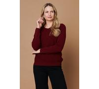 Izabel London Women's Pearl Detail Textured Long Sleeve Top in Red | Size: 16