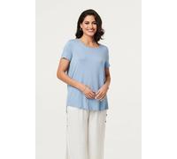 Izabel London Plain Short Sleeve Curve Hem T-Shirt - 14 - Blue
