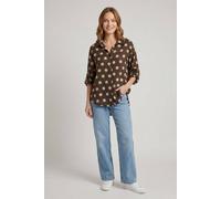 Izabel London Women's Polka Dot Print 3/4 Sleeve Relaxed Shirt in Brown | Size: 12
