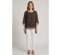Izabel London Women's Polka Dot Print 3/4 Sleeve Tunic Blouse Top in Brown | Size: Small/Medium