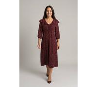 Izabel London Women's Polka Dot Print Ruffled Midi Dress in Red | Size: 14