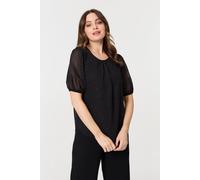 Izabel London Polka Dot Print Semi Sheer Blouse - Black - 12