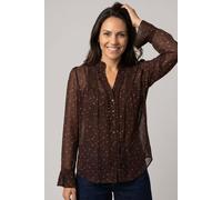 Izabel London Women's Polka Dot Print Semi Sheer V-Neck Blouse in Brown | Size: 14