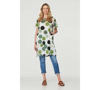Izabel London Women's Polka Dot Relaxed Tunic Dress in Green | Size: 10