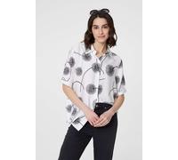 Izabel London Women's Printed 1/2 Sleeve Button-Up Shirt in White | Size: 14 Izabel London White 14