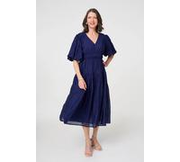 Izabel London Women's Printed 1/2 Sleeve Empire Maxi Dress in Blue | Size: 10