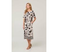 Izabel London Printed 1/2 Sleeve Midi Shift Dress - 10 - Ivory