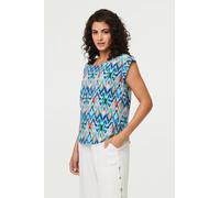 Izabel London Printed Cap Sleeve Relaxed Blouse Top - 10 - Blue
