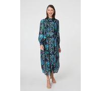 Izabel London Women's Printed Embellished Belted Maxi Dress | Size: 14