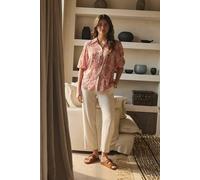 Izabel London Women's Printed Puff 1/2 Sleeve Button-Up Shirt in Red | Size: 14 Izabel London Red 14