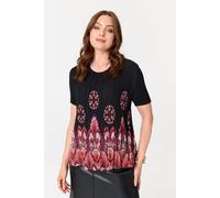 Izabel London Women's Printed Short Sleeve Pleated Top in Black | Size: Small/Medium