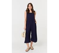 Izabel London Women's Relaxed Sleeveless Wide Crop Jumpsuit in Blue | Size: 8