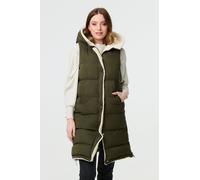 Izabel London Women's Reversible Faux Fur Padded Hooded Gilet in Green | Size: Small Izabel London Green S
