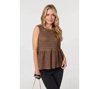 Izabel London Ruffled Sleeveless Peplum Top - 16 - Brown