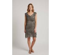 Izabel London Women's Semi Sheer Texture Tiered Short Dress in Grey | Size: XL