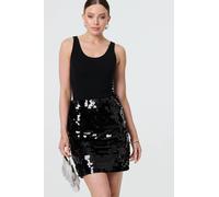 Izabel London Women's Sequin Embellished High Waist Mini Skirt in Black | Size: 12 Izabel London Black 12