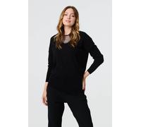 Izabel London Sequin Mesh V-Neck Knitted Top - Black - 12