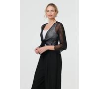 Izabel London Sheer 3/4 Sleeve Open Front Cardigan - Black - One
