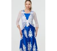 Izabel London Sheer 3/4 Sleeve Open Front Cardigan Made from a semi Sheer Crochet Material. White