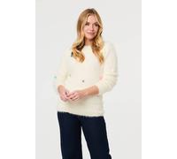 Izabel London Women's Soft Texture Polka Dot Detail Jumper in Cream | Size: XL Izabel London Cream XL