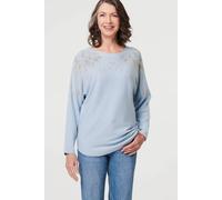 Izabel London Women's Sparkly Embellished Relaxed Jumper in Blue | Size: 14 Izabel London Blue 14