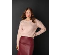 Izabel London Women's Sparkly Floral Detail Relaxed Jumper in Pale Pink | Size: 18 Izabel London Pale Pink 18