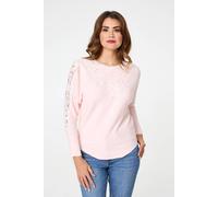 Izabel London Women's Sparkly Lace Embellished Relaxed Jumper in Pink | Size: Large Izabel London Pink L