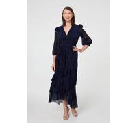 Izabel London Women's Sparkly Semi Sheer Texture Maxi Dress in Navy | Size: 12 Izabel London Navy 12