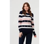 Izabel London Sparkly Star Embellished Stripe Jumper - 8 - Navy