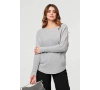 Izabel London Sparkly Star Front Batwing Sleeve Jumper - S/M - Grey
