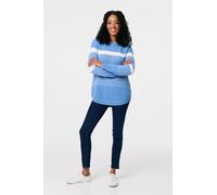 Stripe Print Relaxed Curve Hem Jumper Izabel London Blue 18