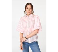 Izabel London Women's Striped 3/4 Puff Sleeve Shirt in Pink | Size: 12