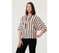 Izabel London Women's Striped 3/4 Sleeve Relaxed Necklace Top | Size: 8-10 Izabel London Multicolor 8-10