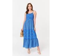 Izabel London Women's Striped Cami Strap Shirred Maxi Dress in Blue | Size: 12 Izabel London Blue 12