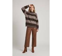 Izabel London Women's Striped Drop Shoulder High Neck Jumper in Brown | Size: Large/XL