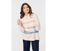 Izabel London Women's Striped High Neck Boxy Jumper in White | Size: 10