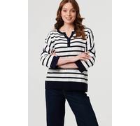 Izabel London Women's Striped Oversized Drop Shoulder Top in White | Size: S/M Izabel London White S/M