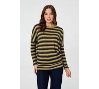 Izabel London Women's Striped Print Relaxed Batwing Top in Yellow | Size: 10