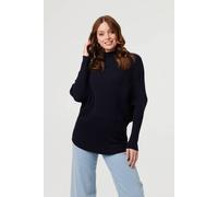 Izabel London Women's Striped Texture Batwing Sleeve Jumper in Navy | Size: Medium/Large