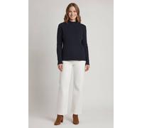 Izabel London Women's Striped Texture High Neck Slim Knit Top in Navy | Size: 12