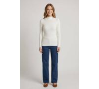 Izabel London Women's Striped Texture High Neck Slim Knit Top in White | Size: 18