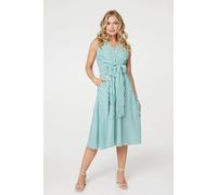 Striped Tie Waist Tiered Midi Dress Izabel London Green 12