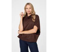Izabel London Suedette Cowl Neck Batwing Sleeve Top - S - Brown