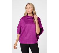 Izabel London Suedette Cowl Neck Batwing Sleeve Top - S - Purple