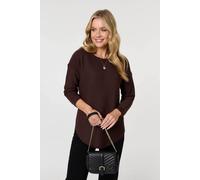 Izabel London Women's Textured Batwing Long Sleeve Jumper in Chocolate | Size: 8