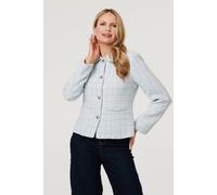 Izabel London Women's Textured Button Detail Fitted Jacket in Light Blue | Size: 16