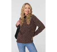 Izabel London Women's Textured High Neck Long Sleeve Jumper in Brown | Size: 10