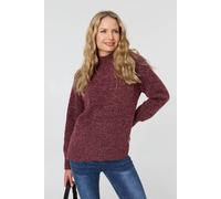 Izabel London Women's Textured High Neck Long Sleeve Jumper in Red | Size: 8